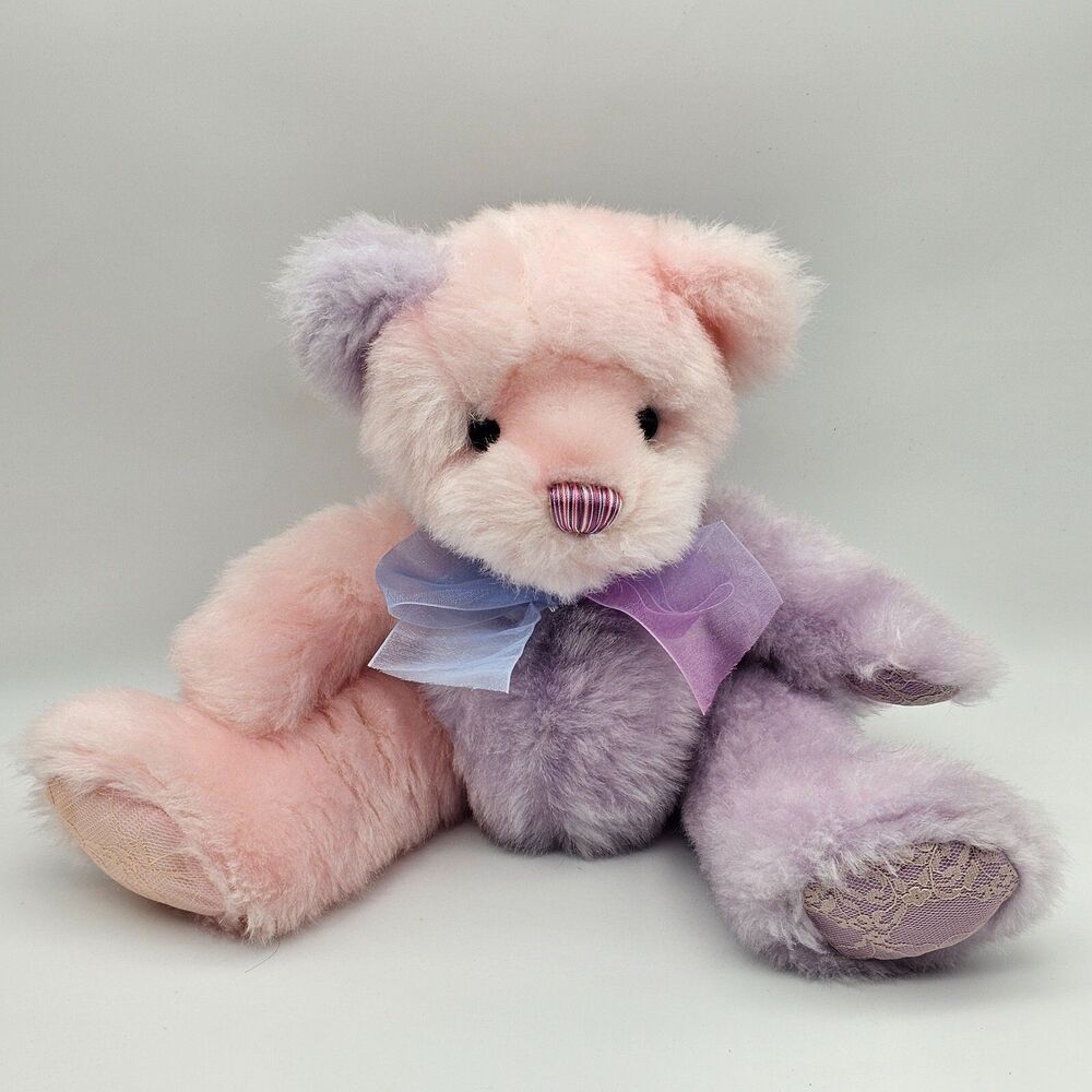 First & Main Teddy Bear Plush CAITLYN Pink & Lavender Stuffed Animal Toy 1684 8"